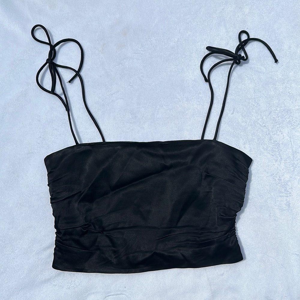 Zara silk black crop top